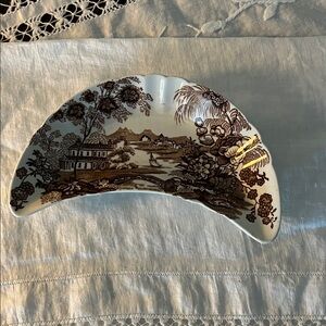 Vintage Royal Staffordshire Tonquin. Brown and White Scenic print